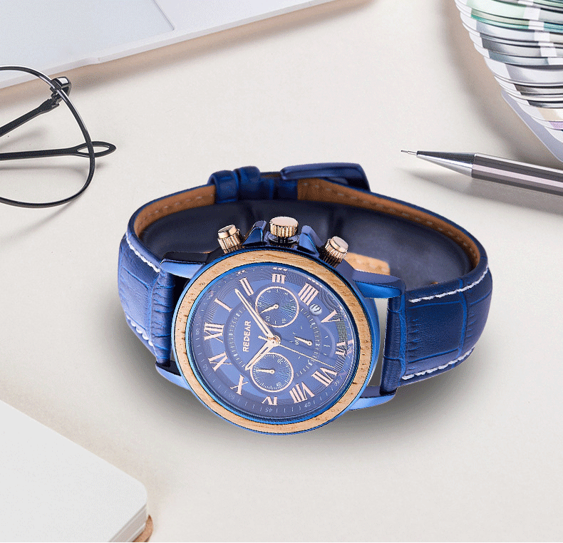 Men’s Alloy & Wood Chronograph Watch