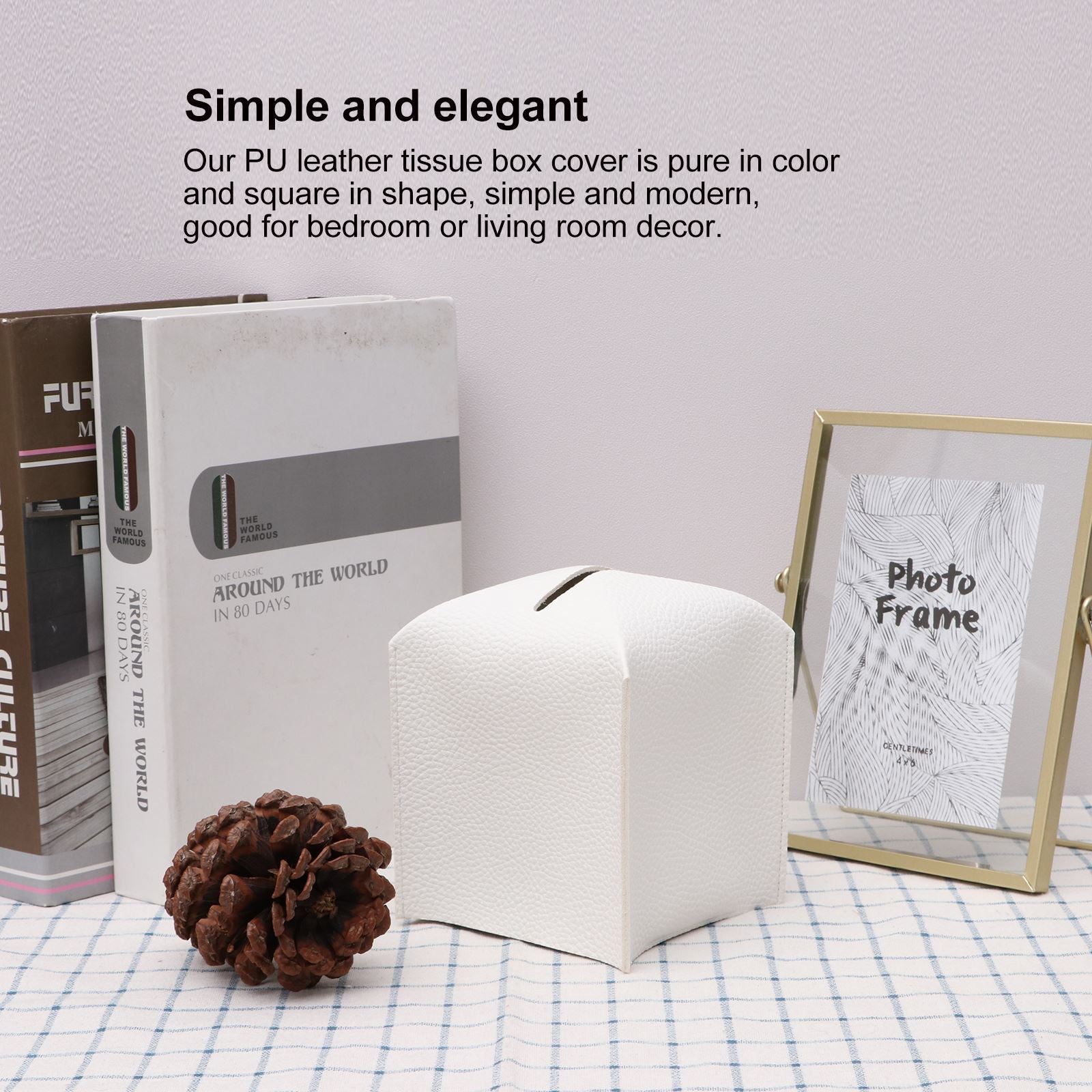 PU Leather Tissue Box Rectangular Ins Hotel Car Home Living Room Bathroom Folding Tissue Bag
