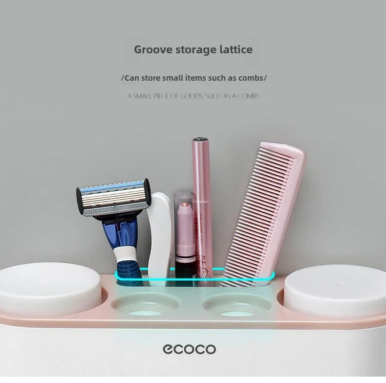 Happy Home Automatic Toothpaste Dispenser & 4-Slot Toothbrush Holder – Wall-Mounted, No Drilling Required