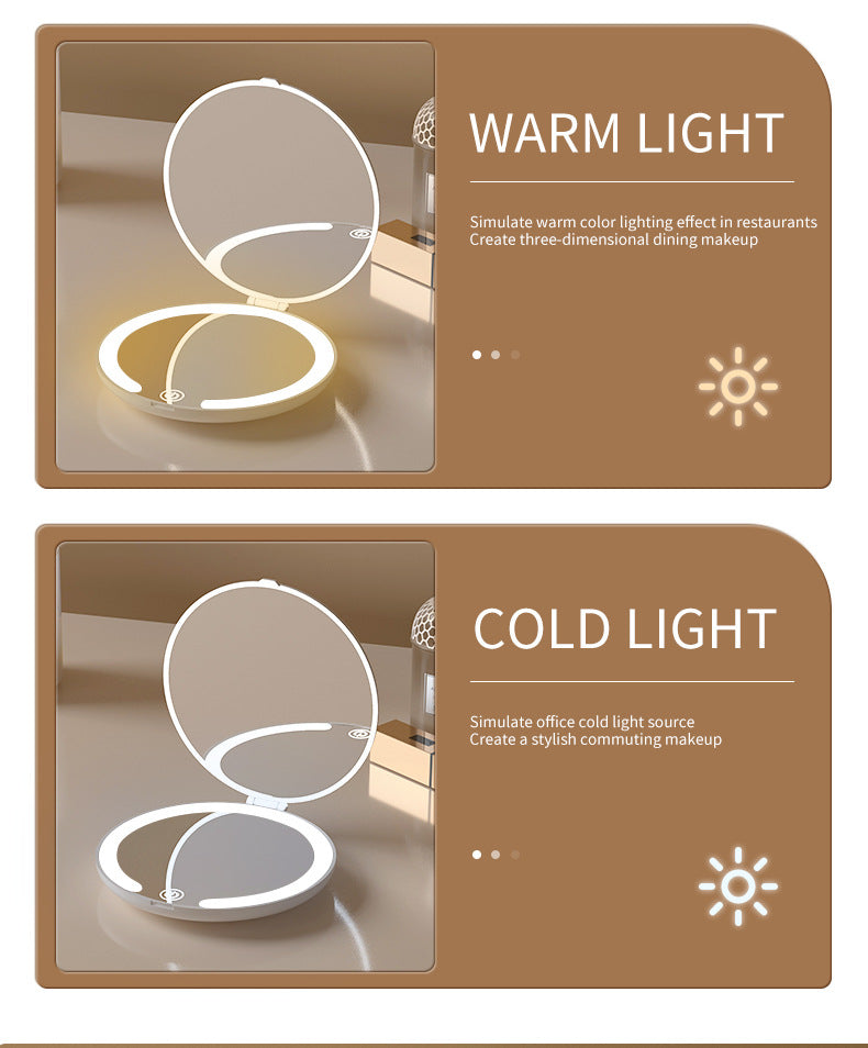 LED Makeup Mirror – Rechargeable Portable Folding Flip Mirror for Travel & Everyday Use