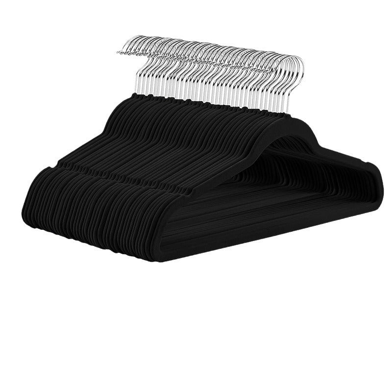 Flocking Multifunctional Anti-Slip Plastic Hanger Black Velvet Thickened Magic Clothes Hanger Clothes Rack
