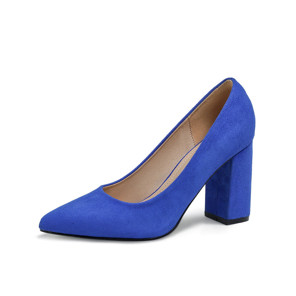 Plus Size Women’s Pointed Toe High Heels – Elegant Square Heel Sandals | Black, Blue | Sizes 5-10