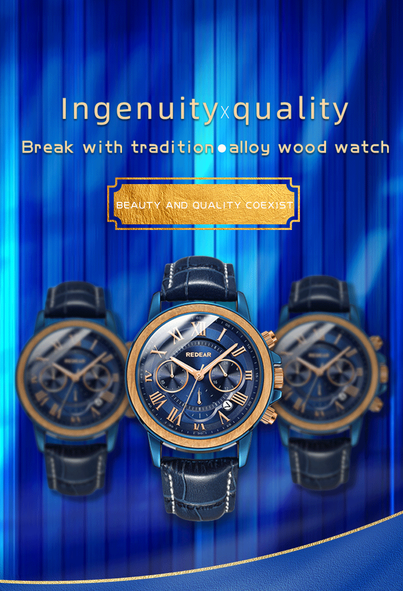 Men’s Alloy & Wood Chronograph Watch