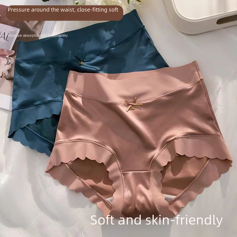 Women&#039;s High-waist Luxury Satin Seamless Ice Silk Mulberry Silk Briefs Butt Lifting Tummy Control Triangle Panties