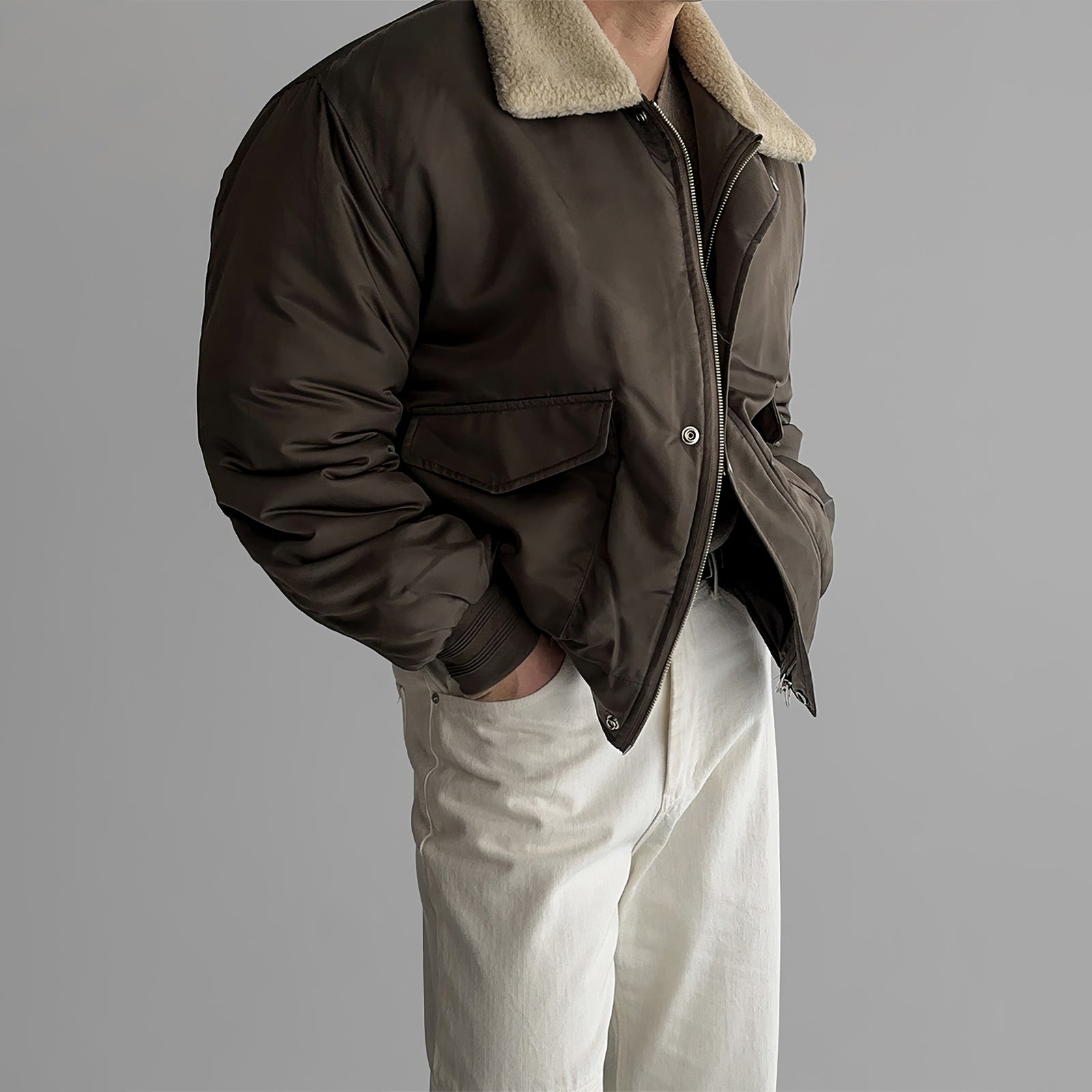 Winter Retro Maillard Wool Collar Cotton Coat Men&#039;s Korean Style Trend American High Street Thickened Heating Motorcycle Jacket Trendy