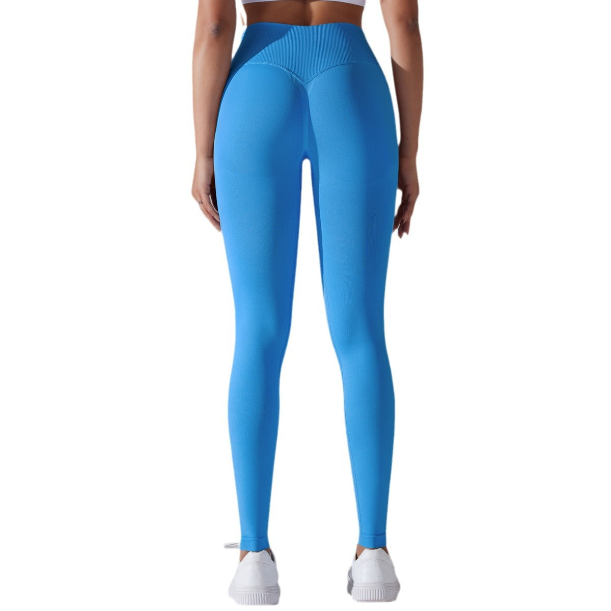 Seamless Knitted Yoga Pants Cross Waist Peach Butt Lifting Running Sports Tight Breathable Fitness Pants