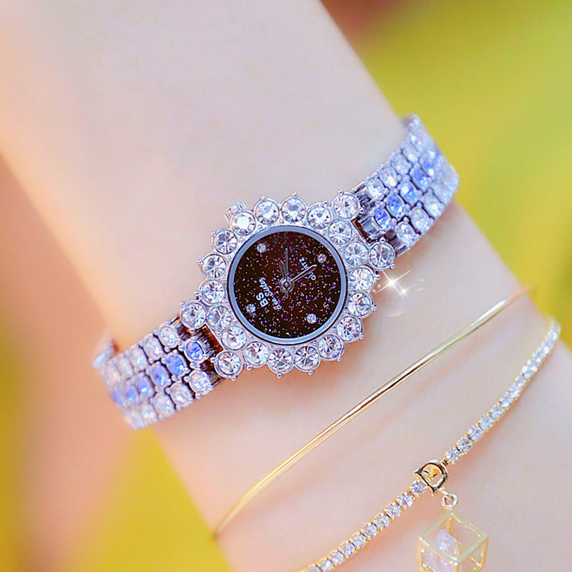 Multicolor Women's Luxury Quartz Watch – Stainless Steel Analog Wristwatch with Bracelet Set