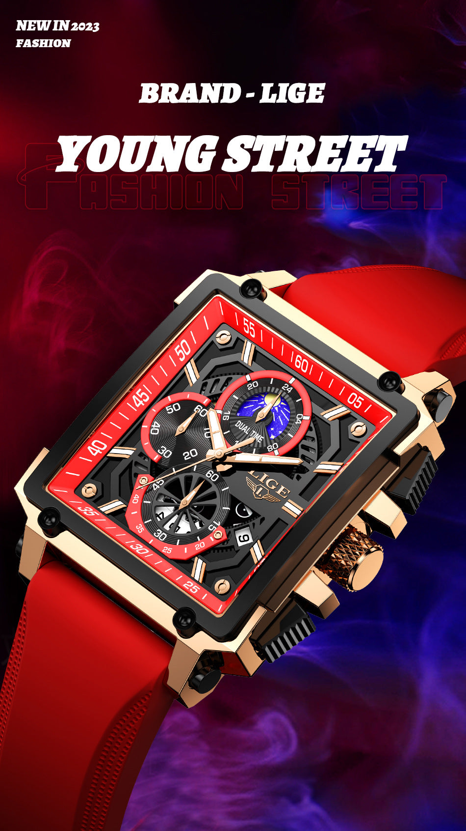 Fashion Design Waterproof New Quartz Square Watch