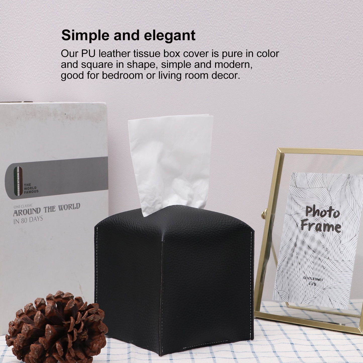 PU Leather Tissue Box Rectangular Ins Hotel Car Home Living Room Bathroom Folding Tissue Bag