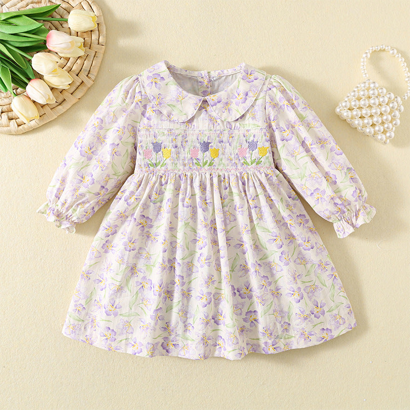 Girls&#039; Dress  Flower Embroidered Floral Cotton Dress Children&#039;s Baby&#039;s Western Princess Dress