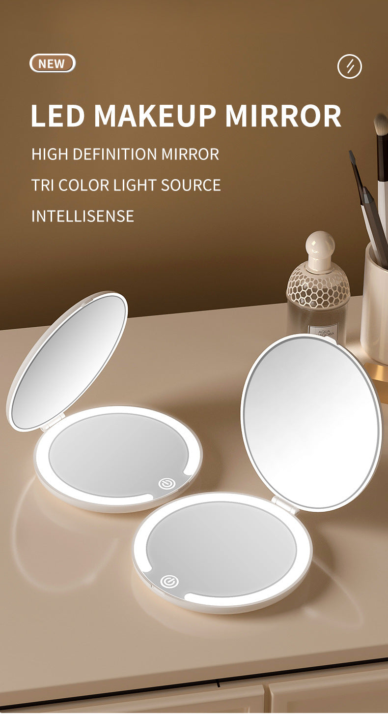 LED Makeup Mirror – Rechargeable Portable Folding Flip Mirror for Travel & Everyday Use