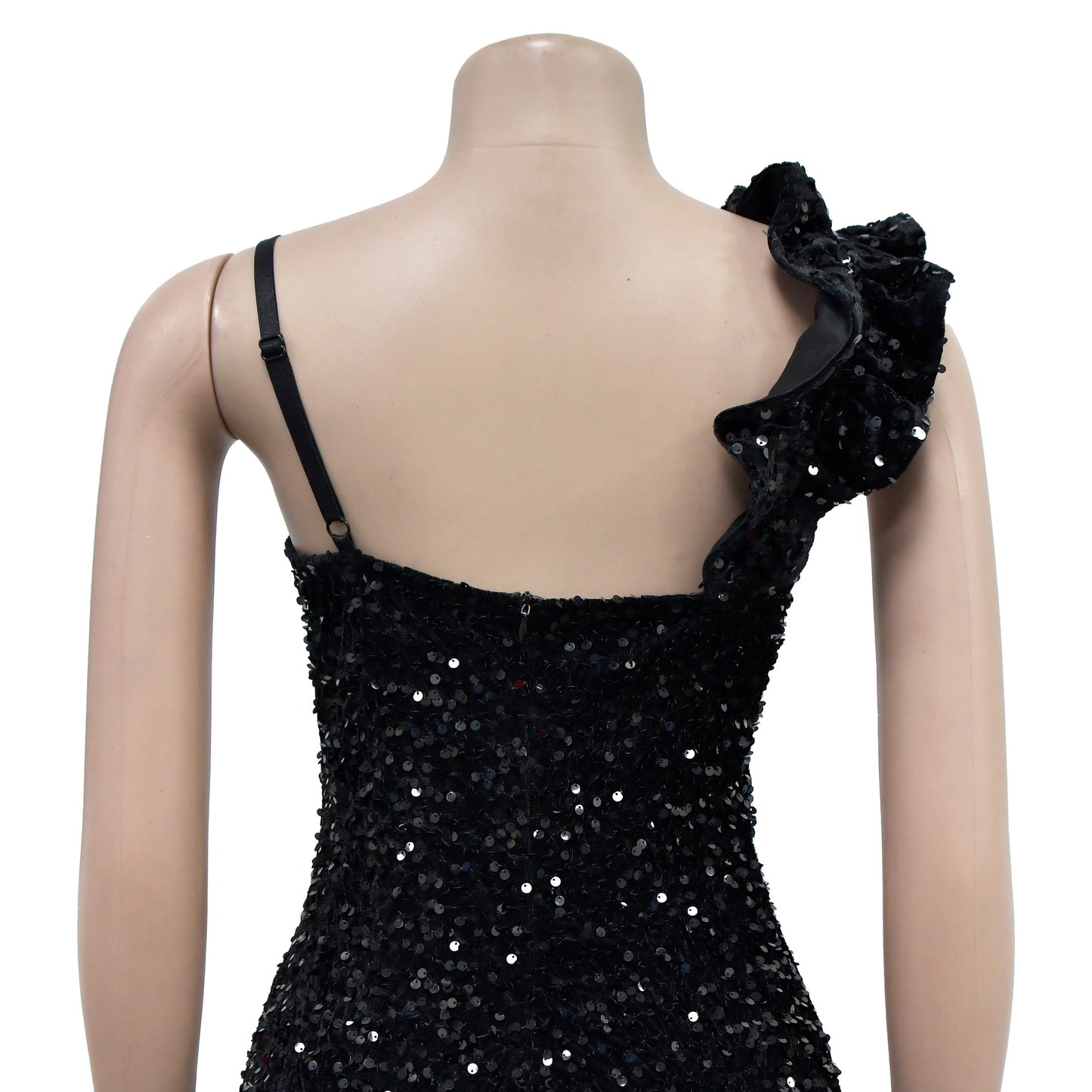 CM.YAYA One-Shoulder Sequin Open Back Mermaid Maxi Dress – High Slit Club & Evening Party Gown