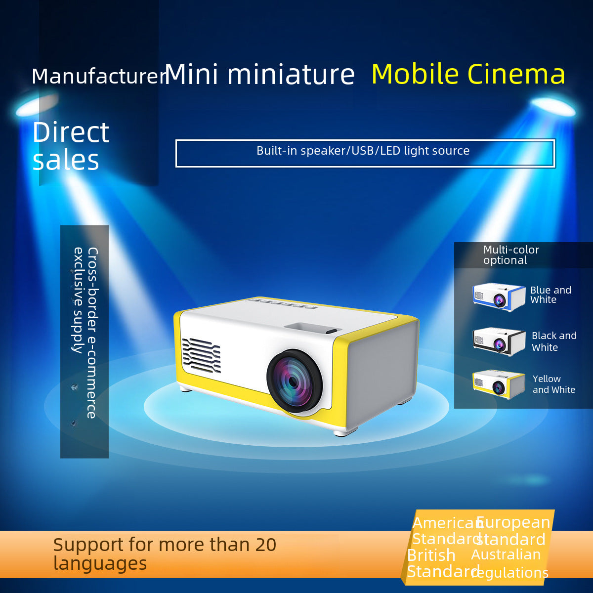 New Cross-border Hot Selling M1 Mini Light And Convenient Projector Portable Children Projection