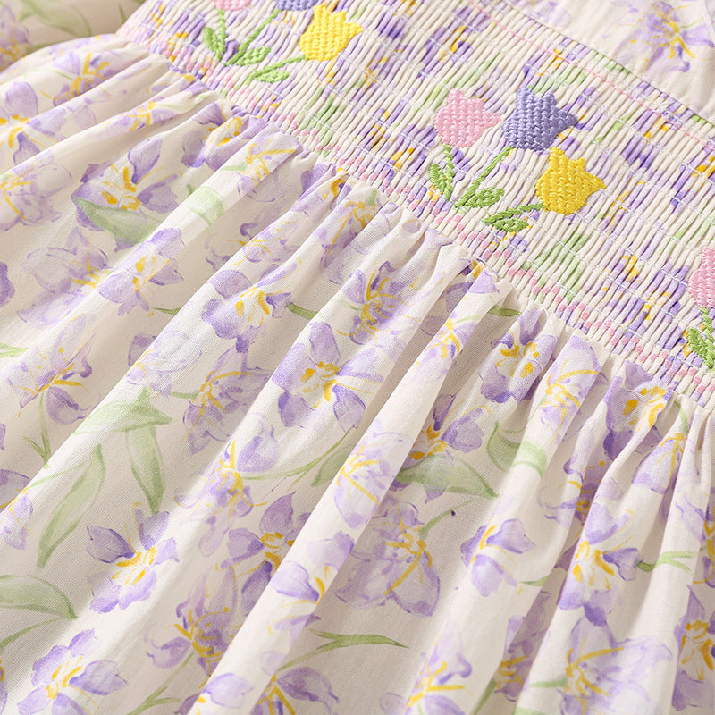 Girls&#039; Dress  Flower Embroidered Floral Cotton Dress Children&#039;s Baby&#039;s Western Princess Dress