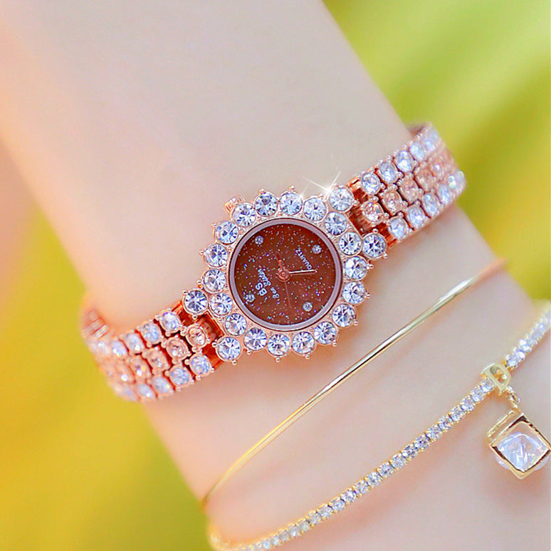 Multicolor Women's Luxury Quartz Watch – Stainless Steel Analog Wristwatch with Bracelet Set