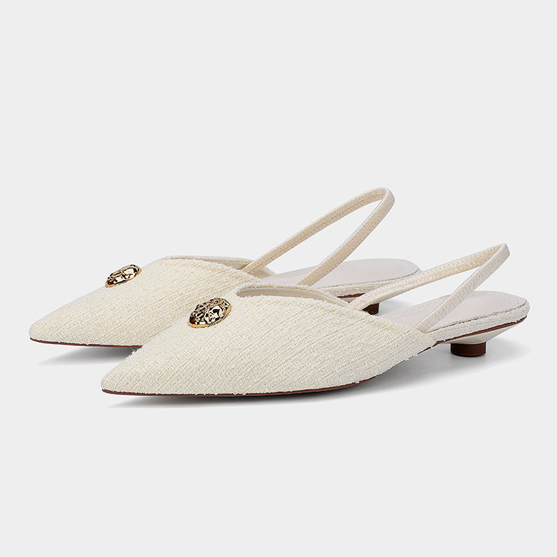 Pointed Toe Stiletto Sandals for Women – Elegant French Style Shallow Mouth Pumps
