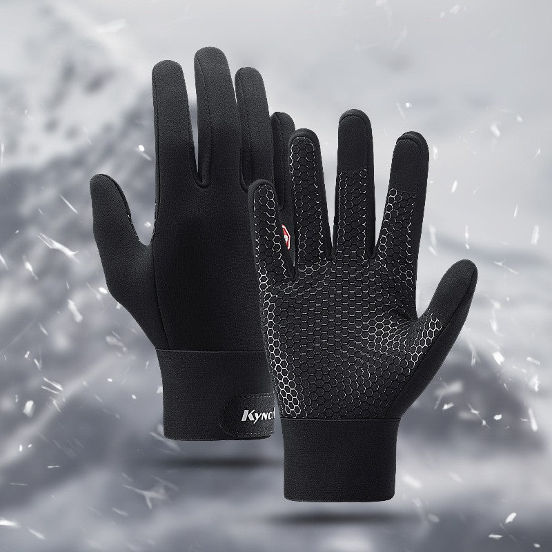 Outdoor Sports Windproof SBR Shockproof Ski Plus Velvet Warm Cycling Touch Screen Anti-slip Silicone Gloves Wholesale
