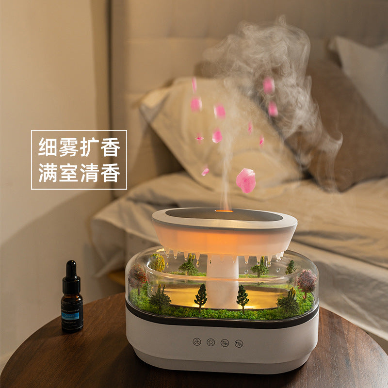 New Creative Raindrop White Noise Aromatherapy Diffuser – Smart Essential Oil Humidifier with Micro Landscape Design