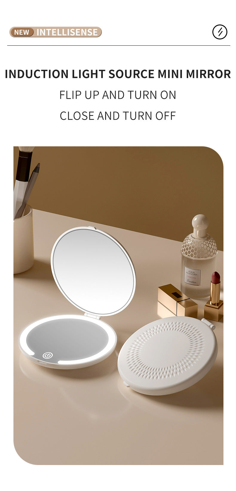 LED Makeup Mirror – Rechargeable Portable Folding Flip Mirror for Travel & Everyday Use
