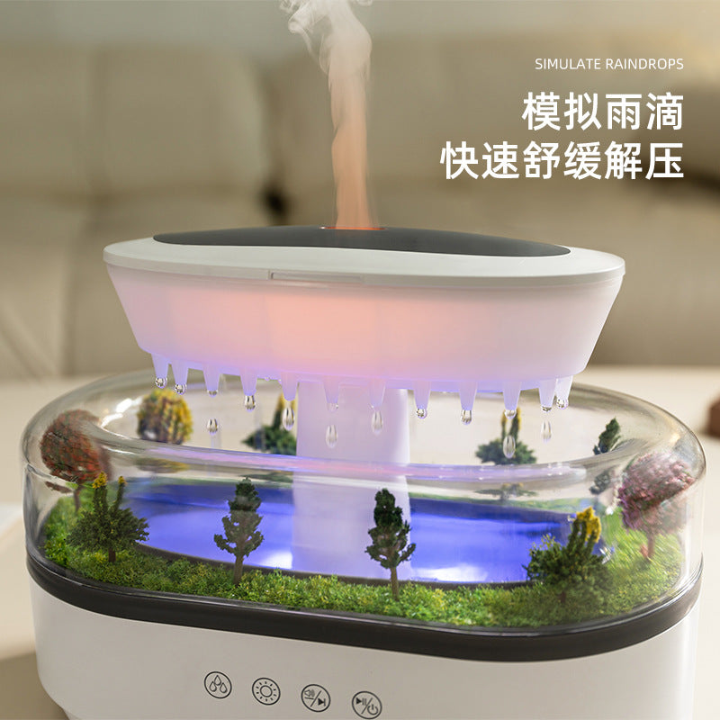 New Creative Raindrop White Noise Aromatherapy Diffuser – Smart Essential Oil Humidifier with Micro Landscape Design