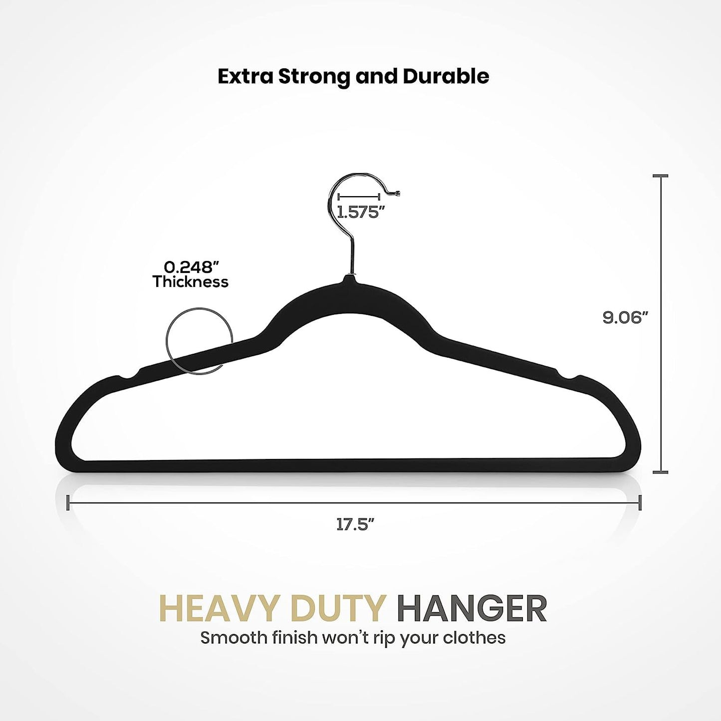 Flocking Multifunctional Anti-Slip Plastic Hanger Black Velvet Thickened Magic Clothes Hanger Clothes Rack