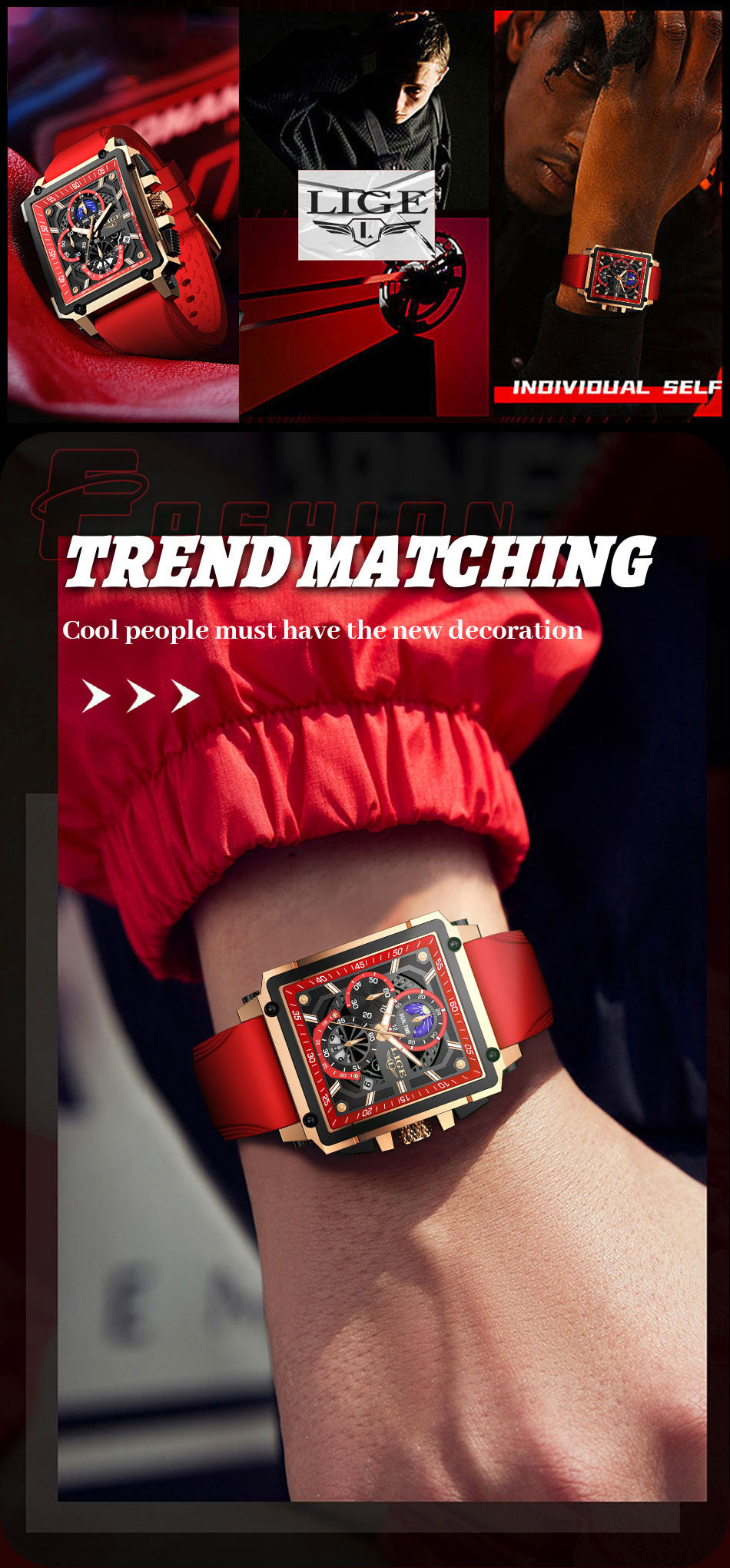 Fashion Design Waterproof New Quartz Square Watch