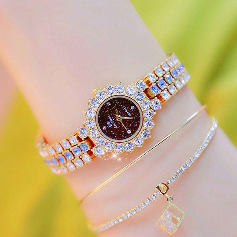 Multicolor Women's Luxury Quartz Watch – Stainless Steel Analog Wristwatch with Bracelet Set