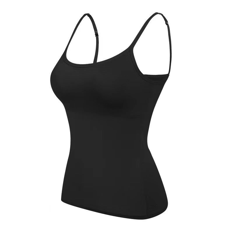 One-piece Fixed Cup Sling Women&#039;s Vest With Chest Pad Wear-free Bra Sexy Bottoming Outer Wearing Girl Vest
