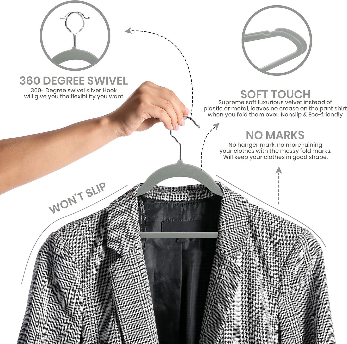 Flocking Anti-Slip Velvet Clothes Hanger – Multifunctional, Thickened & Space-Saving