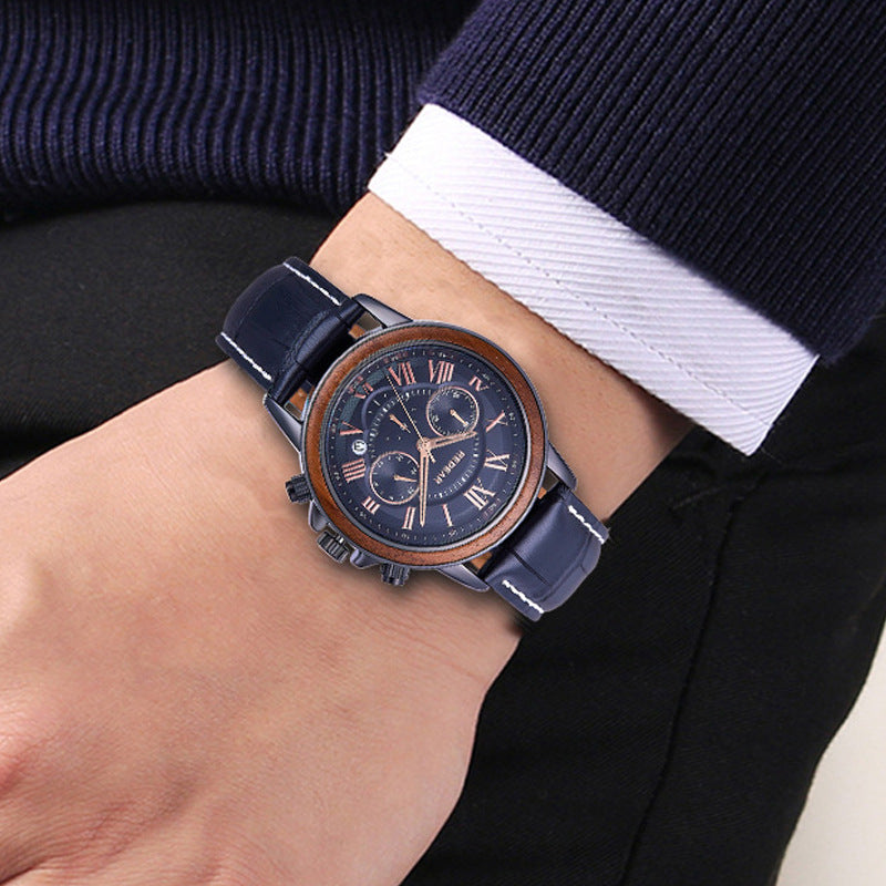 Men’s Alloy & Wood Chronograph Watch