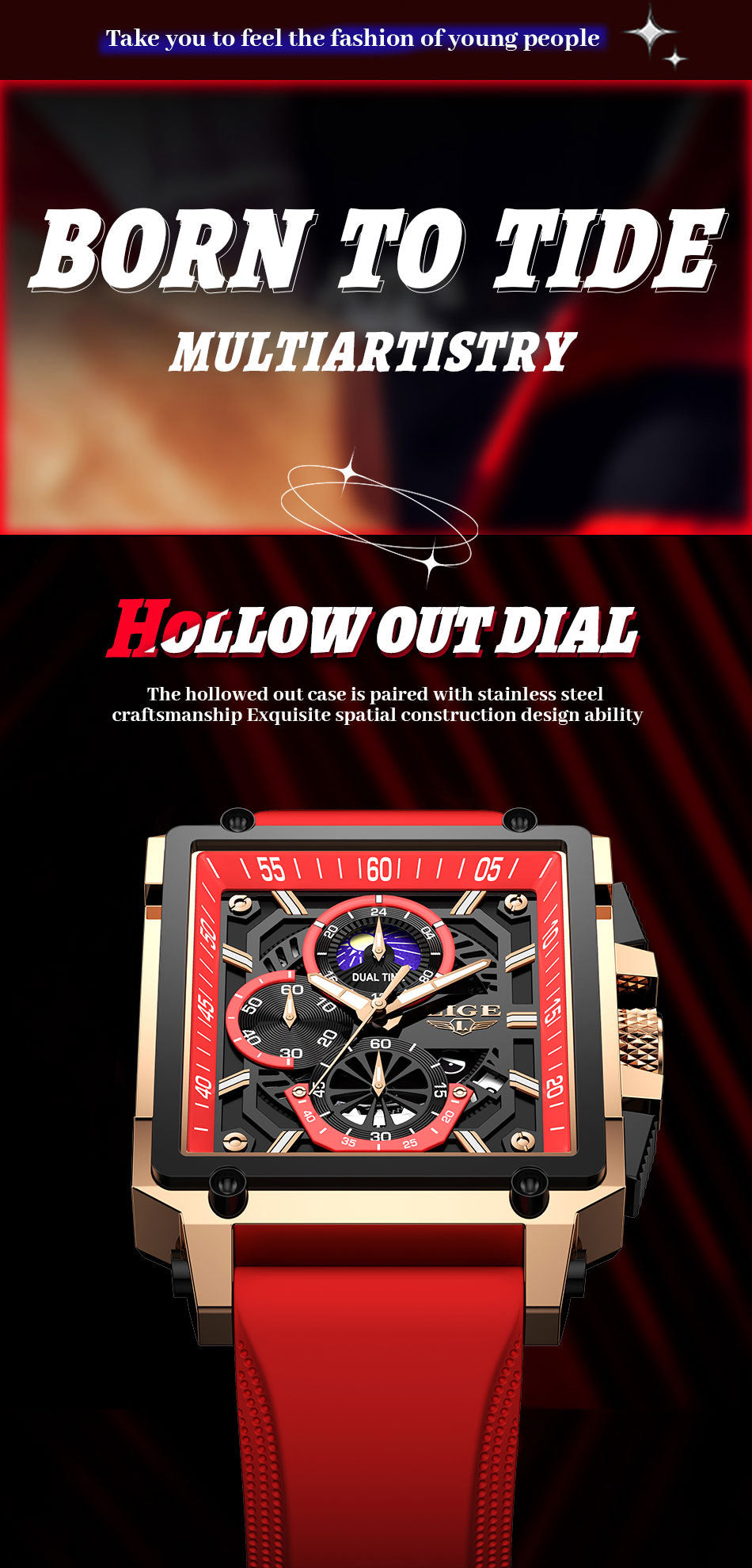 Fashion Design Waterproof New Quartz Square Watch