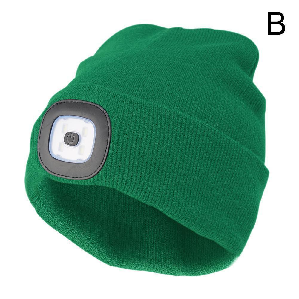 LED Knitted Beanie Cap – USB Rechargeable Headlamp Hat for Running, Camping & Night Use