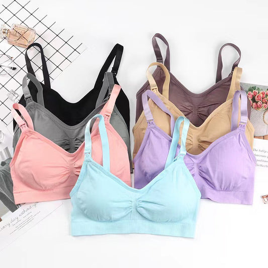 Pregnant Women&#039;s Wireless Front Buckle Plus Size Nursing Bra Nursing Adjustable Push-up Seamless Bra Underwear Wholesale