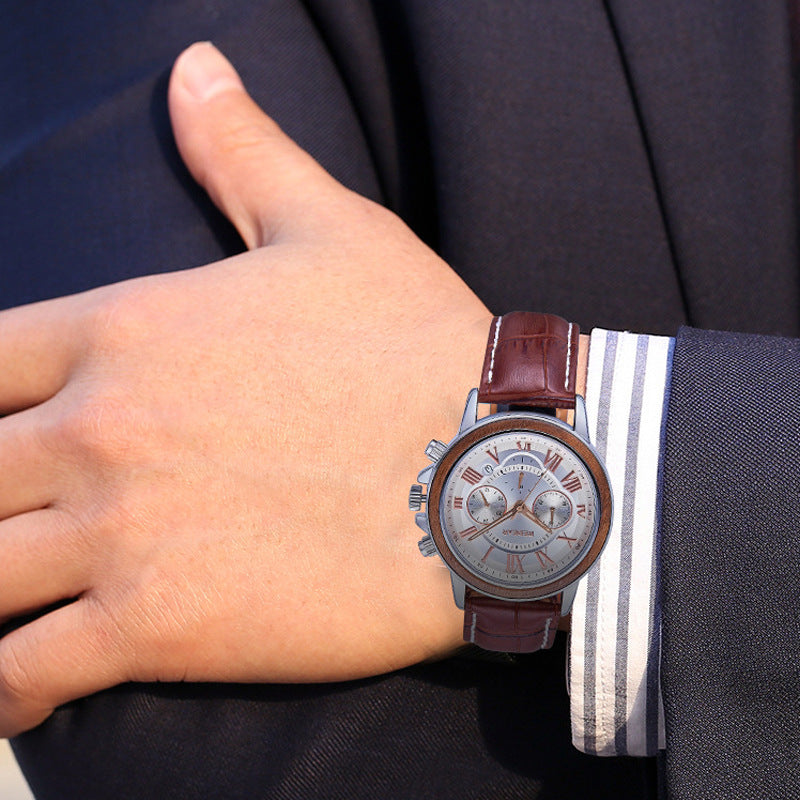 Men’s Alloy & Wood Chronograph Watch