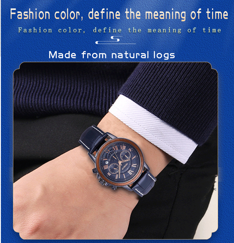 Men’s Alloy & Wood Chronograph Watch