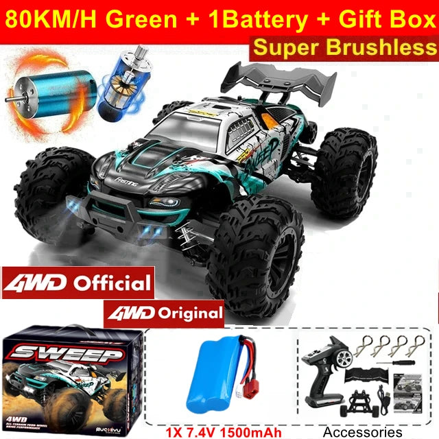 Remote Control Car off Road 4X4 RC High Speed Buggy Truck Super Brushless 50 or 80KM/H Fast Drift Racing Toy Kids Adults