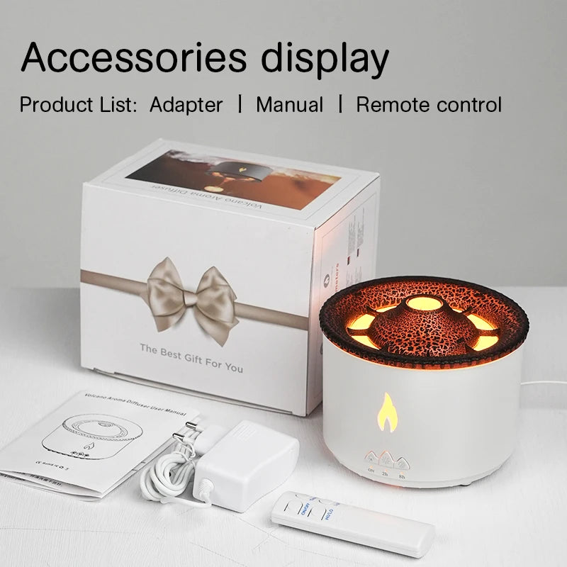 Volcano Flame Aroma Diffuser Jellyfish Smoke Ring Air Humidifier – 360ml Essential Oil Diffuser