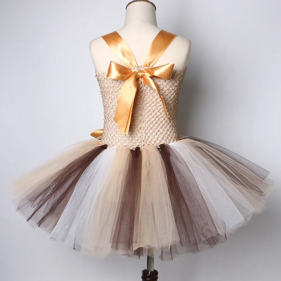 Lion King Tutu Dress for Girls Halloween Costume Kids Toddler Carnival Jungle Party Animal Dress Up Clothes with Mane Headband