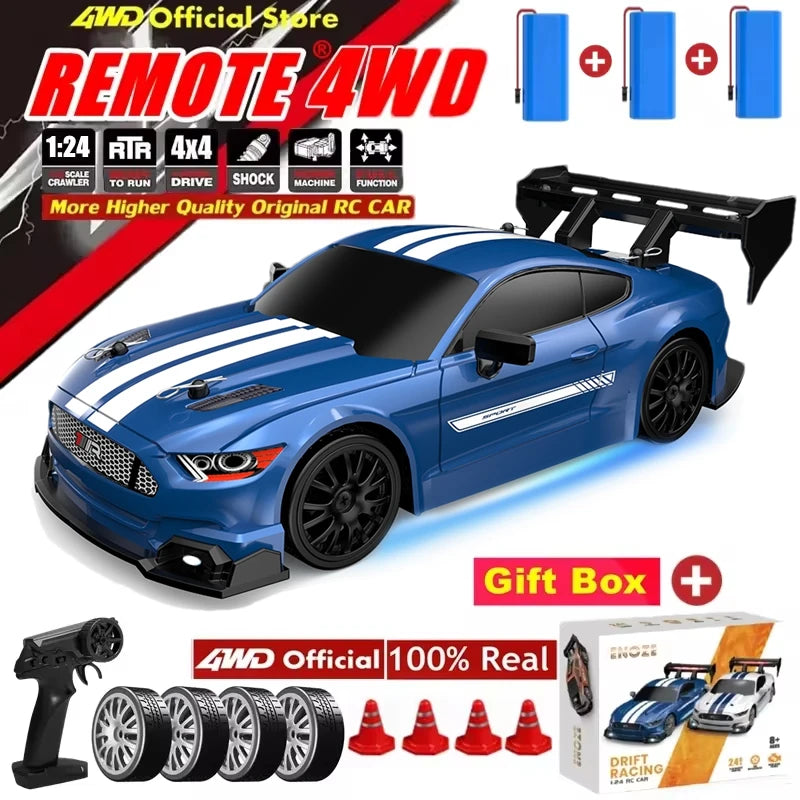 Super Drift RC Car – High-Speed Racing & Drifting with LED Lights, 4 Batteries, Proportional Throttle Control, and Independent Gearbox