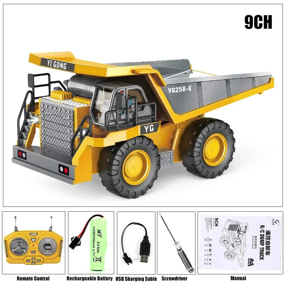 2.4G Remote Control Excavator Dump Truck RC Construction Vehicle Toy – 9/11CH