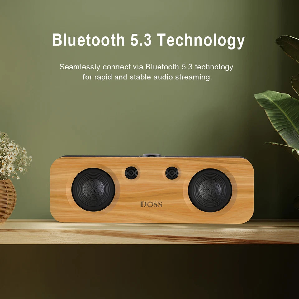 DOSS Home Bluetooth Speaker Powerful 50W Stereo Bass Subwoofer Sound 35H Playtime Wireless Speaker for Record Player Computer TV