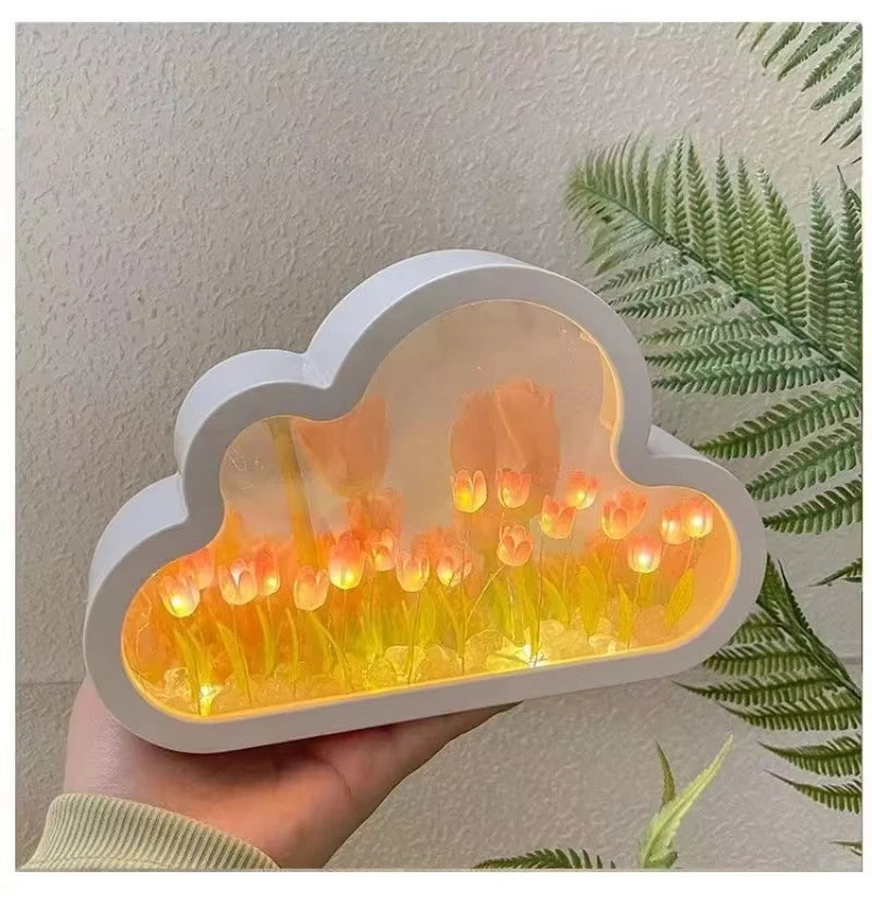 Tulip Cloud Sea of Flowers Night Light – Artistic Mirror Light for Romantic Ambience