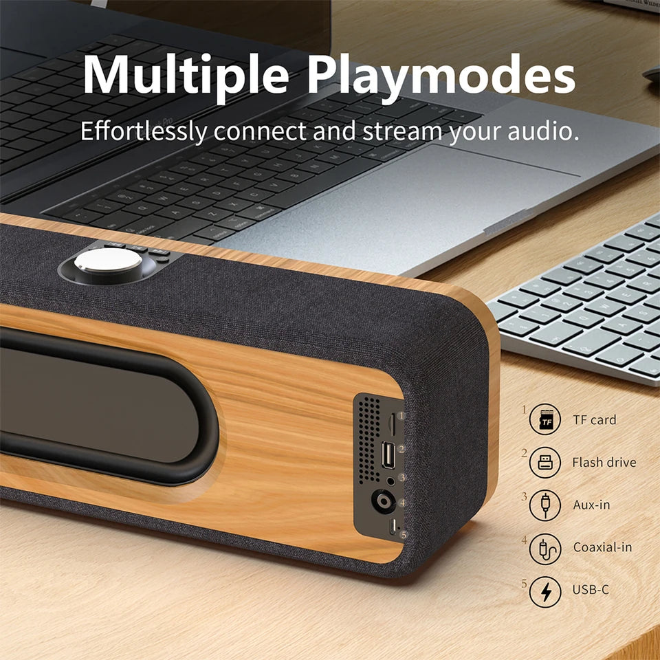 DOSS Home Bluetooth Speaker Powerful 50W Stereo Bass Subwoofer Sound 35H Playtime Wireless Speaker for Record Player Computer TV