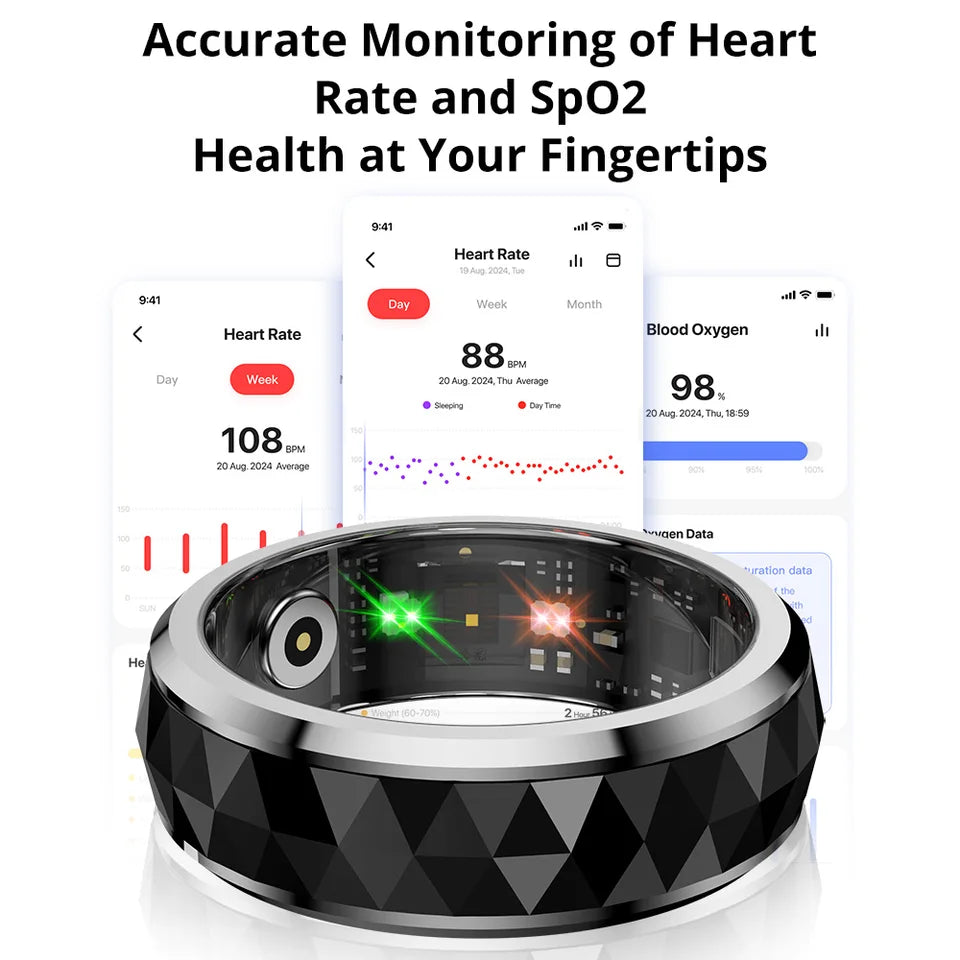 2024 COLMI R11 Smart Ring, Fidget Spinner Anxiety Relieve Ring with Charging Case for Men, Health Sleep Monitor, 5ATM Waterproof