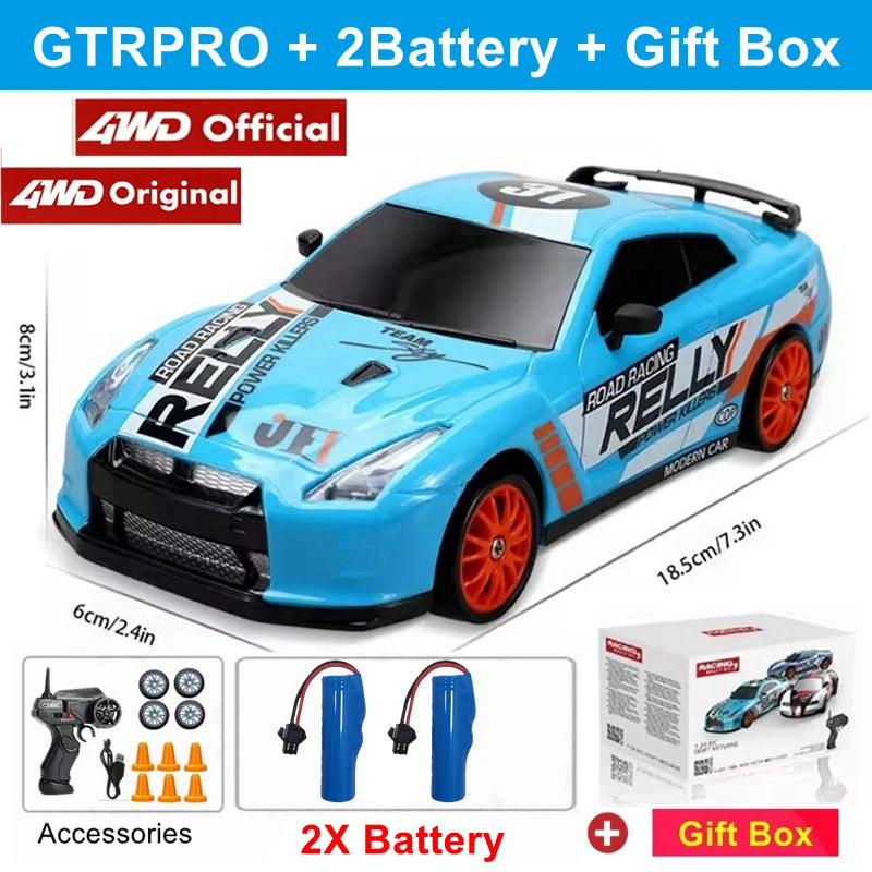 Super Drift RC Car – High-Speed Racing & Drifting with LED Lights, 4 Batteries, Proportional Throttle Control, and Independent Gearbox