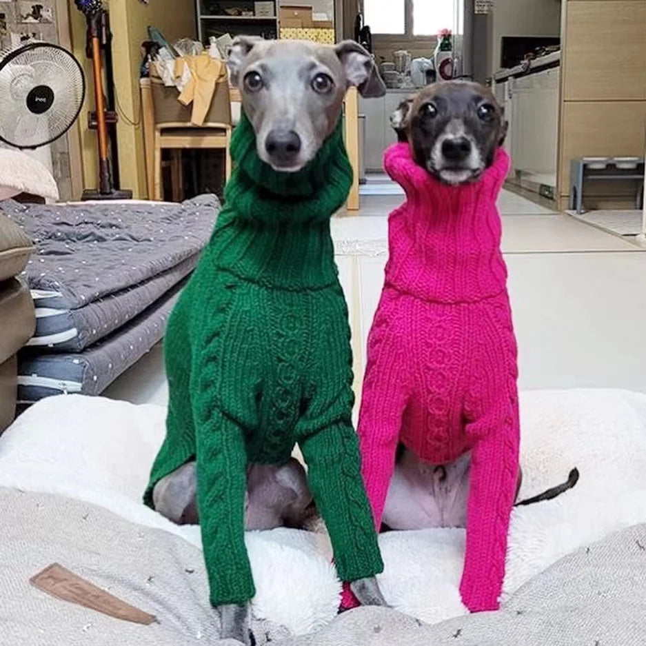 Turtleneck Twist Knitted Sweater for Dogs, Italian Greyhound Whippet, Warm Dog Coat, Dog's Winter Clothing