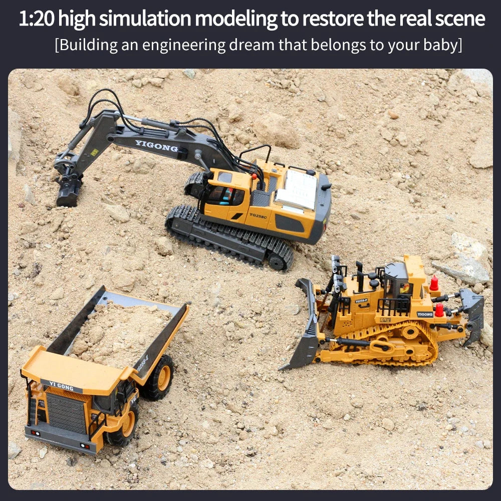 2.4G Remote Control Excavator Dump Truck RC Construction Vehicle Toy – 9/11CH