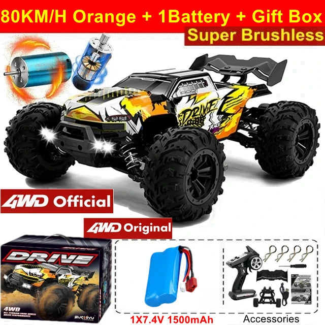 Remote Control Car off Road 4X4 RC High Speed Buggy Truck Super Brushless 50 or 80KM/H Fast Drift Racing Toy Kids Adults