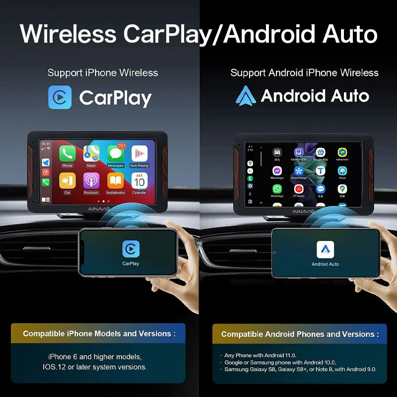 ACODO New 3in1 Car Video Smart Box Android 12 Wireless Carplay Adapter Android Auto For YouTube Netflix Dual WiFi Function