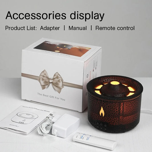 Volcano Flame Aroma Diffuser Jellyfish Smoke Ring Air Humidifier – 360ml Essential Oil Diffuser